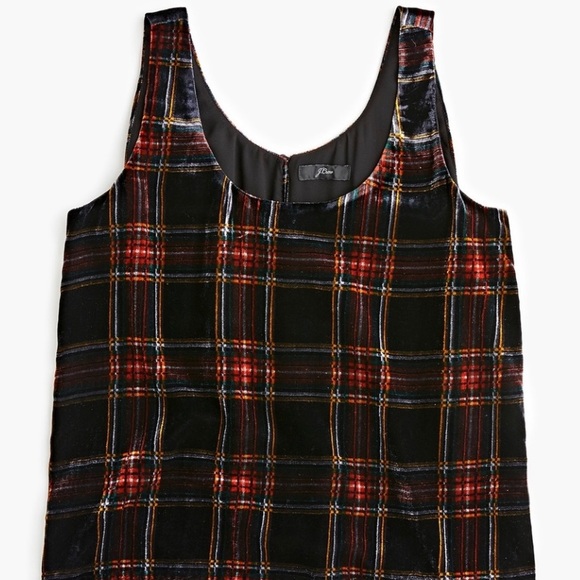 J. Crew Tops - J Crew velvet plaid top, size 0, never worn